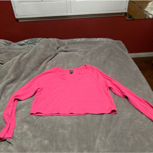 Women's Wild Fable Pink Long Sleeve Thermal Crop Top M